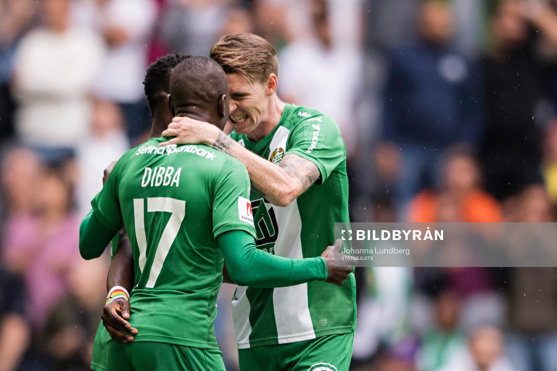 Hammarbys Pa Amat Dibba gör 3-0 och jublar med Birkir Már