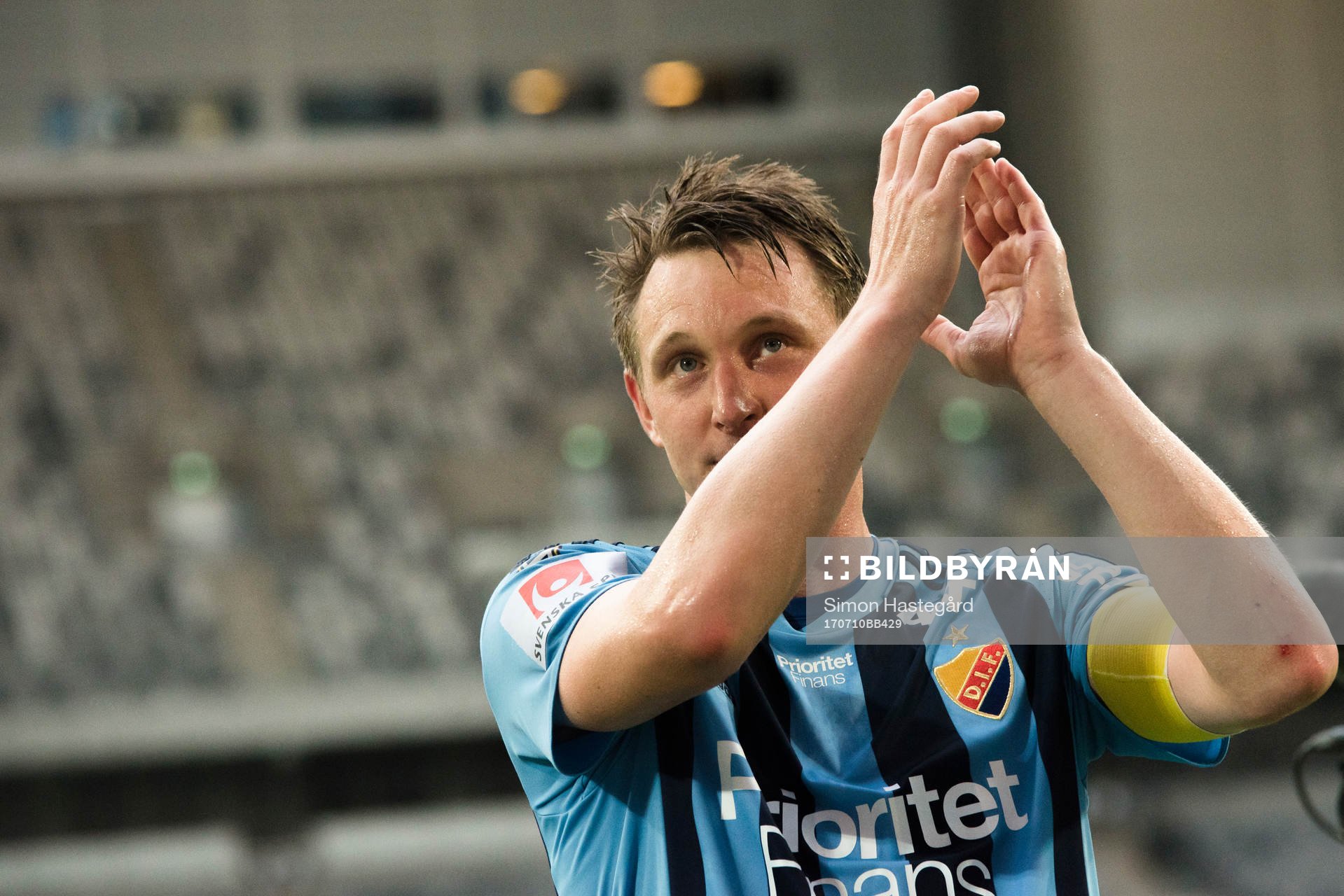 Djurgårdens Kim Källström jublar efter fotbollsmatchen i Allsvenskan mellan Djurgården och GIF Sundsvall den 10 juli 2017 i Stockholm.
