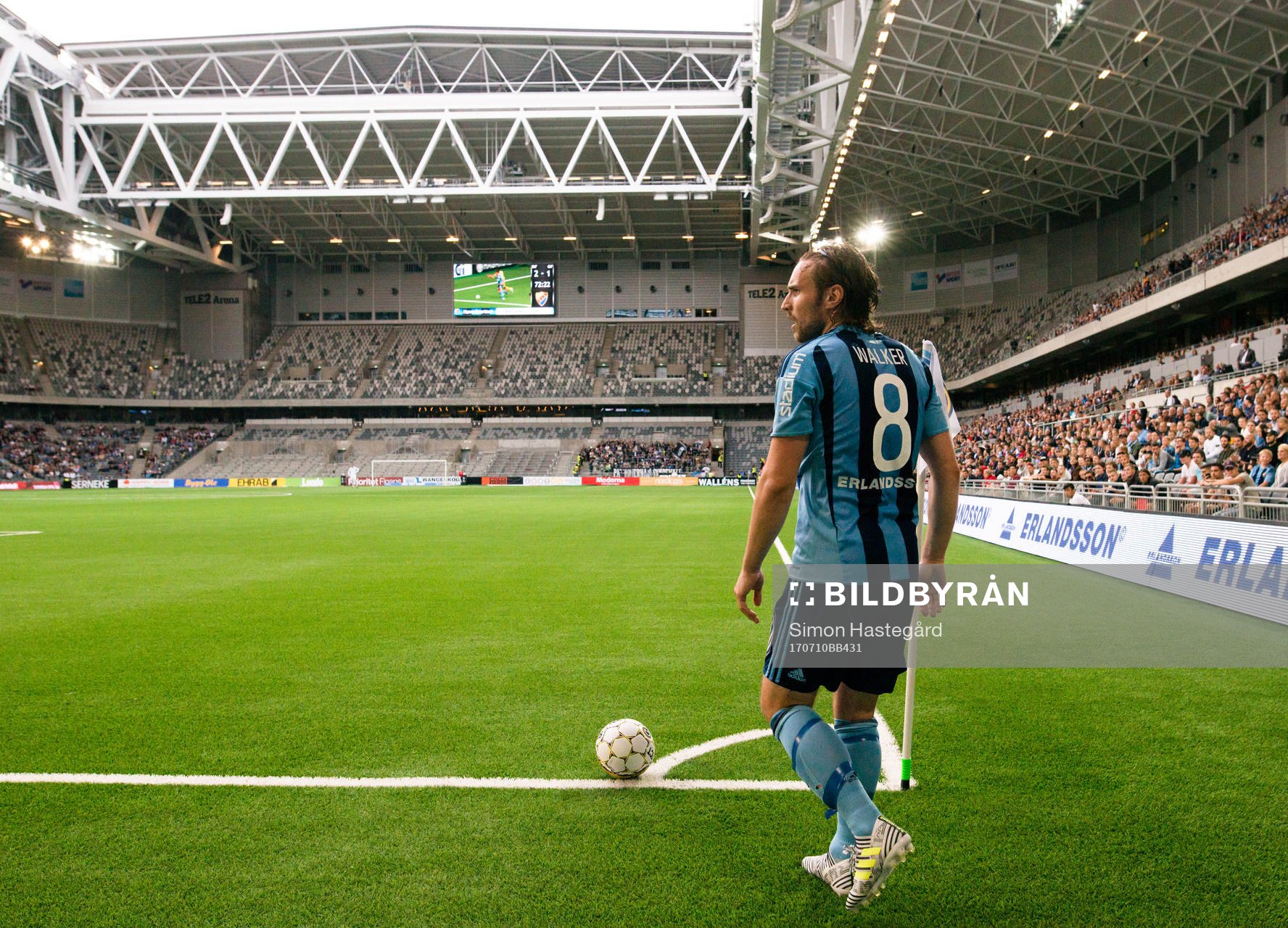Djurgårdens Kevin Walker med hörna