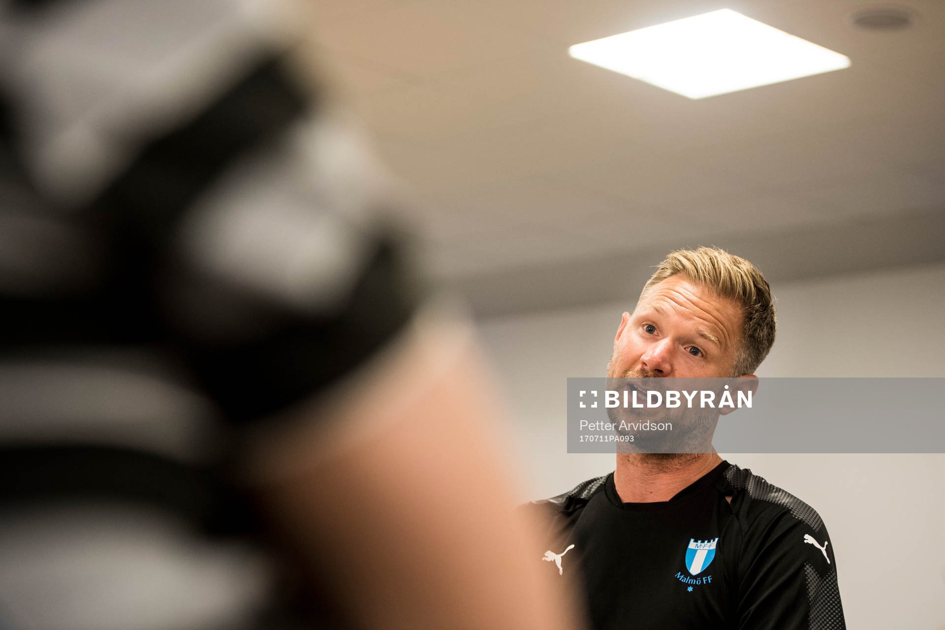 Malmö FFs tränare Magnus Pehrsson under en pressträff inför kvalet till Champions League den 11 juli 2017 i Malmö.