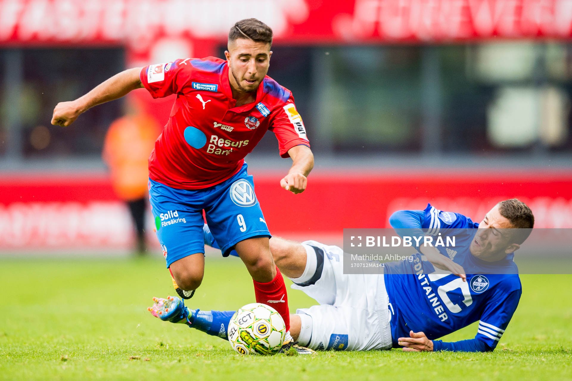 Helsingborgs Moustafa Zeidan under träningsmatchen i fotboll mellan Helsingborg och Fremad Amager den 12 juli 2017 i Falsterbo.