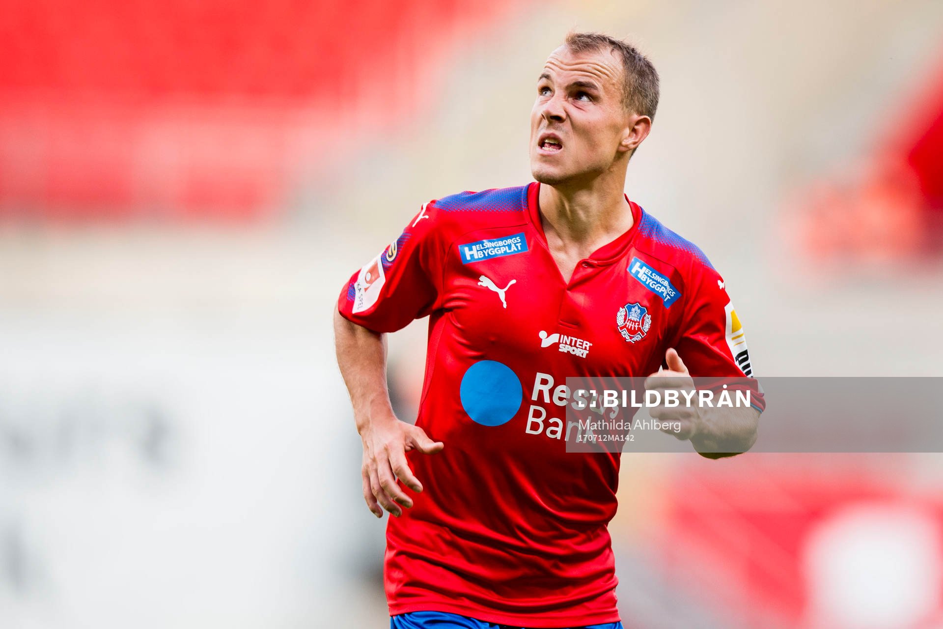 Helsingborgs Carl Wede under träningsmatchen i fotboll mellan Helsingborg och Fremad Amager den 12 juli 2017 i Falsterbo.
