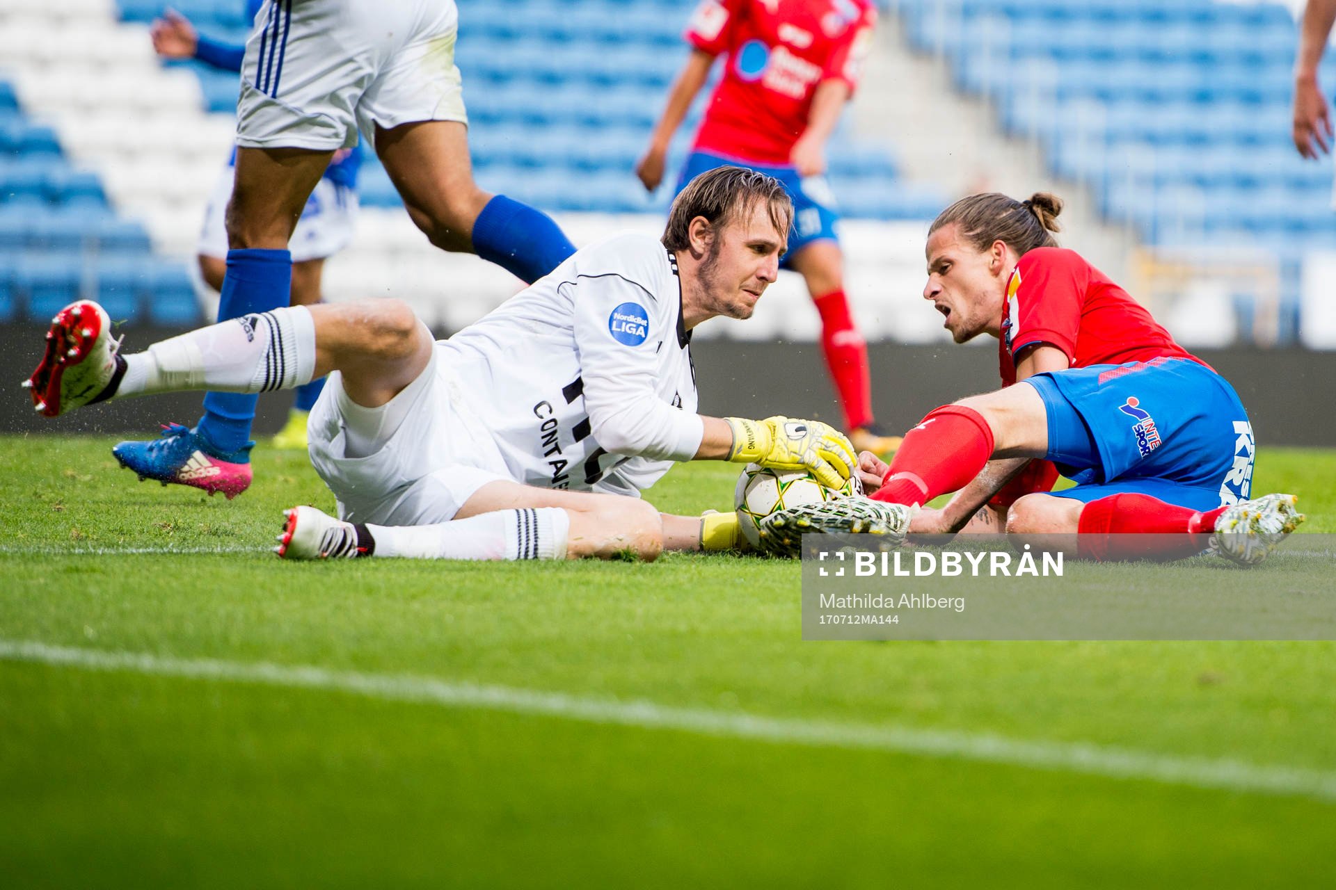Helsingborgs Jesper Lange under träningsmatchen i fotboll mellan Helsingborg och Fremad Amager den 12 juli 2017 i Falsterbo.