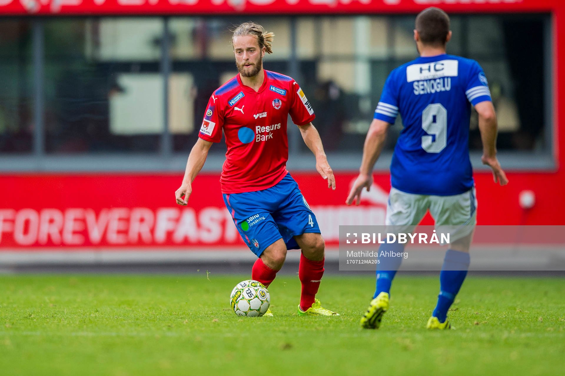 Helsingborgs Jonatan Olsson under träningsmatchen i fotboll mellan Helsingborg och Fremad Amager den 12 juli 2017 i Falsterbo.
