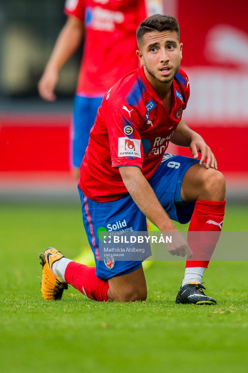 Helsingborgs Moustafa Zeidan under träningsmatchen i fotboll mellan Helsingborg och Fremad Amager den 12 juli 2017 i Falsterbo.
