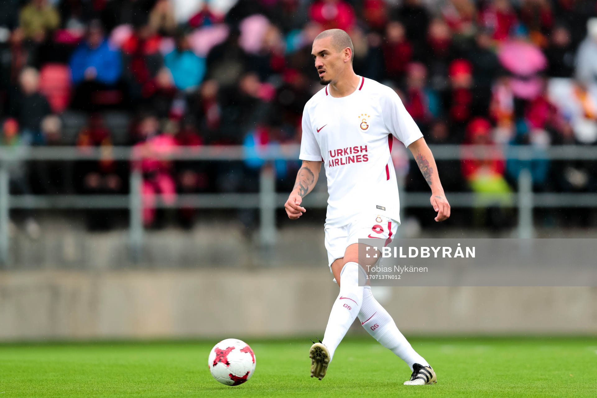 Galatasarays Maicon under fotbollsmatchen i kvalet till Europa League mellan Östersund och Galatasaray den 13 juli 2017 i Östersund.