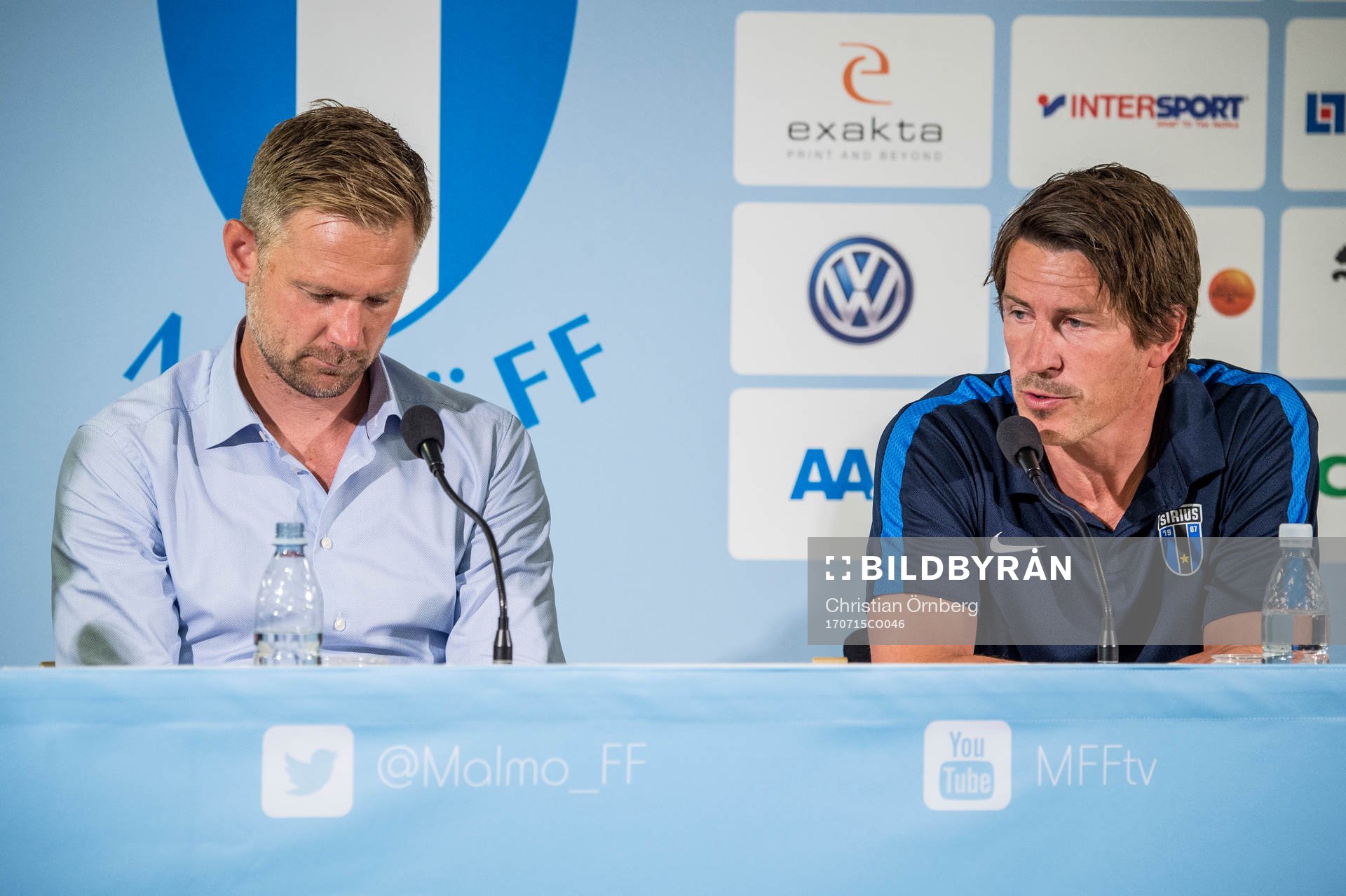 Malmö FFs tränare Magnus Pehrsson och Sirius tränare