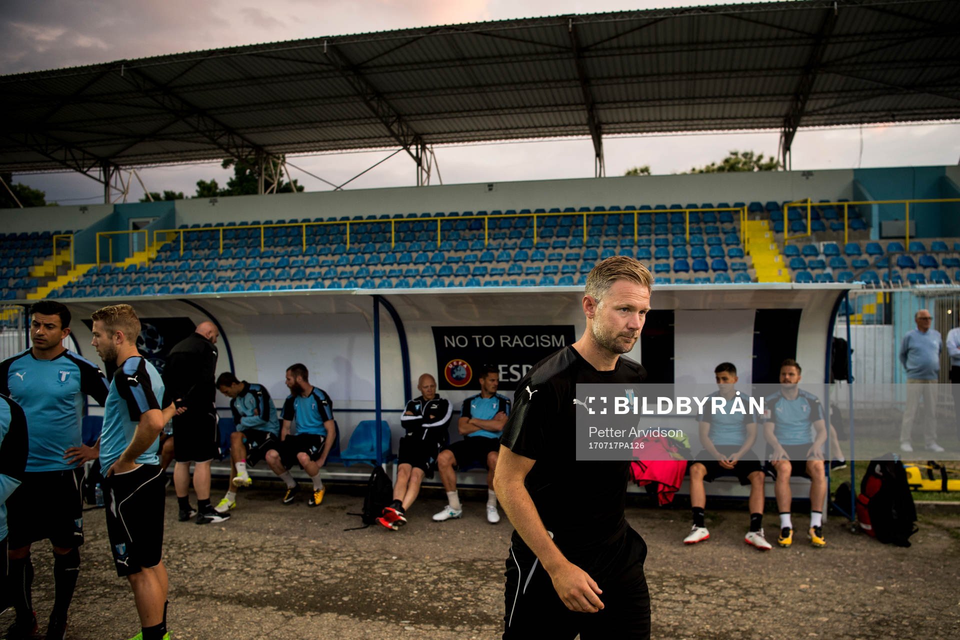 Malmö FFs tränare Magnus Pehrsson på Mladost Stadium