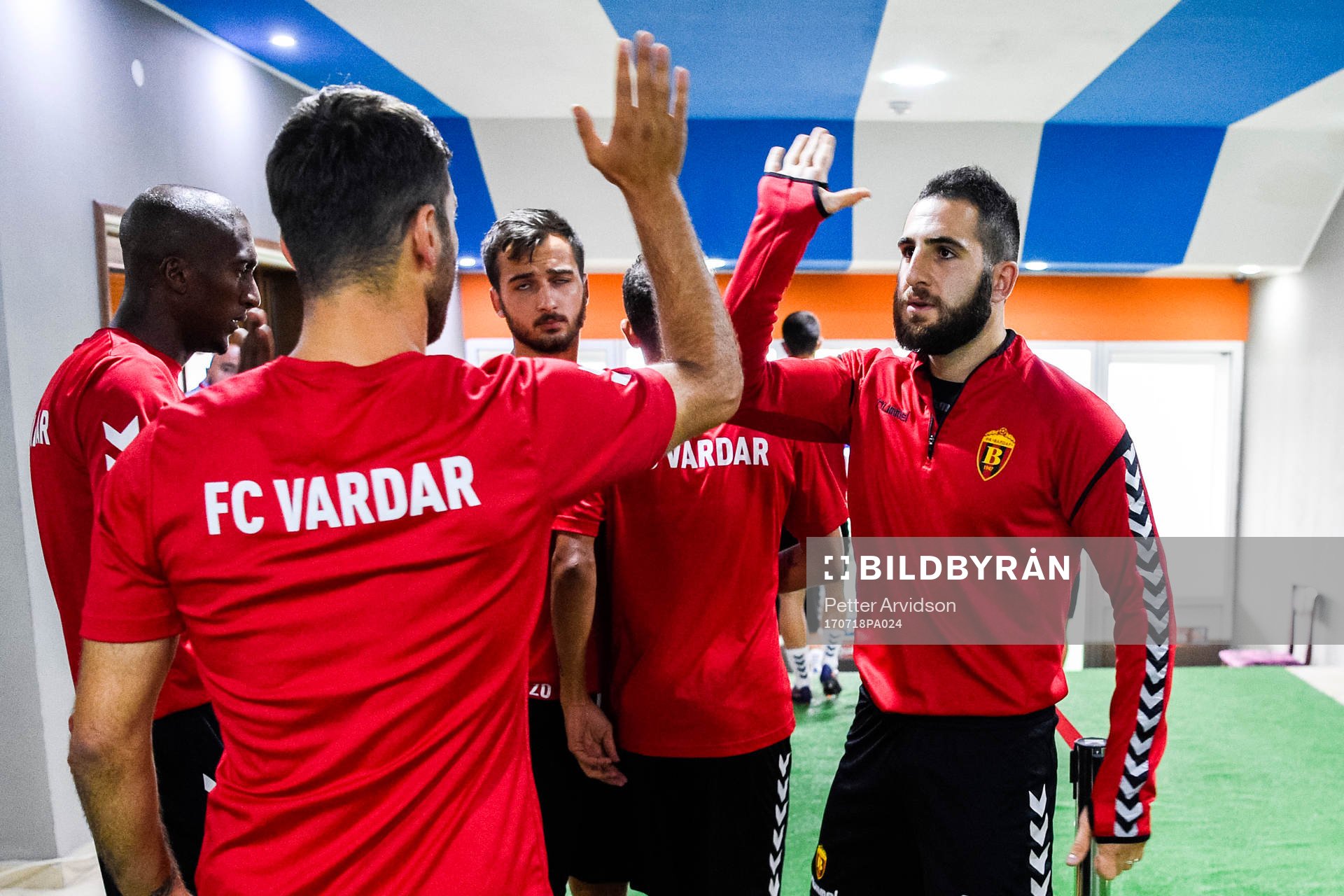 Vardars Tigran Basregjan före en fotbollsmatch mellan Vardar och Malmö FF i kvalet till Champions League den 18 juli 2017 i Strumica.