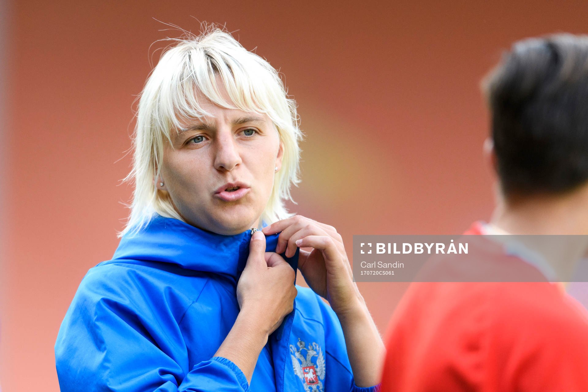 Elena Morozova på en träning med det ryska landslaget under dag 5 av fotbolls-EM den 20 juli 2017 i Deventer.