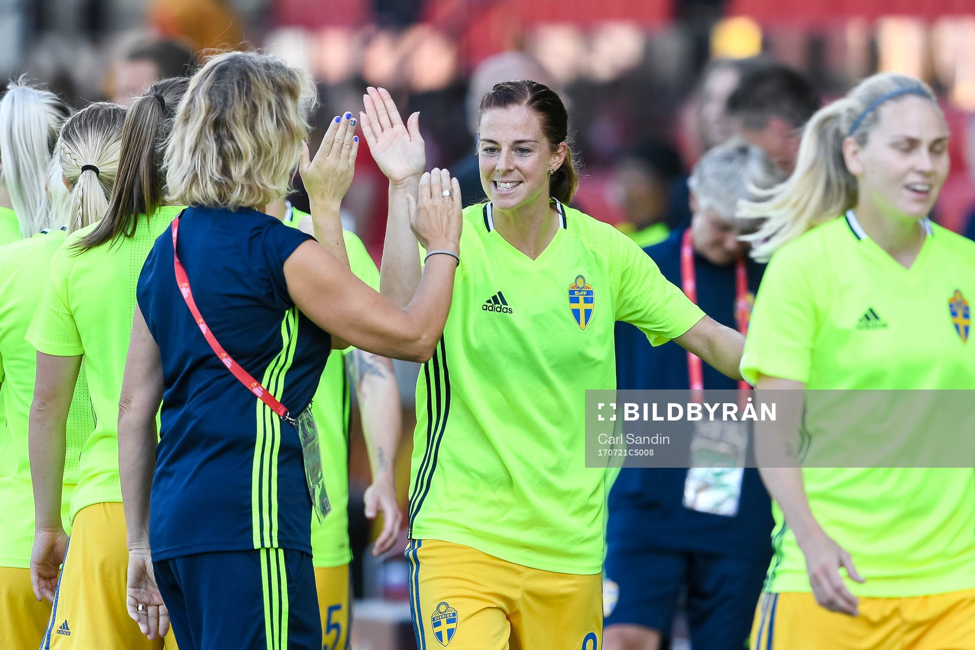 Sveriges Lotta Schelin före matchen mellan Sverige och