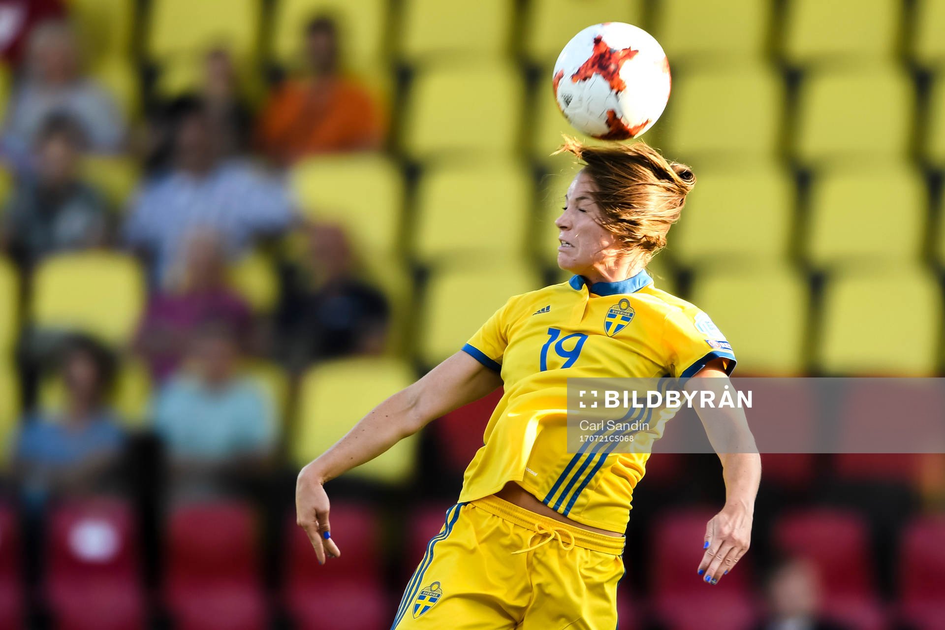 Sveriges Pauline Hammarlund i matchen mellan Sverige och Ryssland under dag 6 av fotbolls-EM den 21 juli 2017 i Deventer.