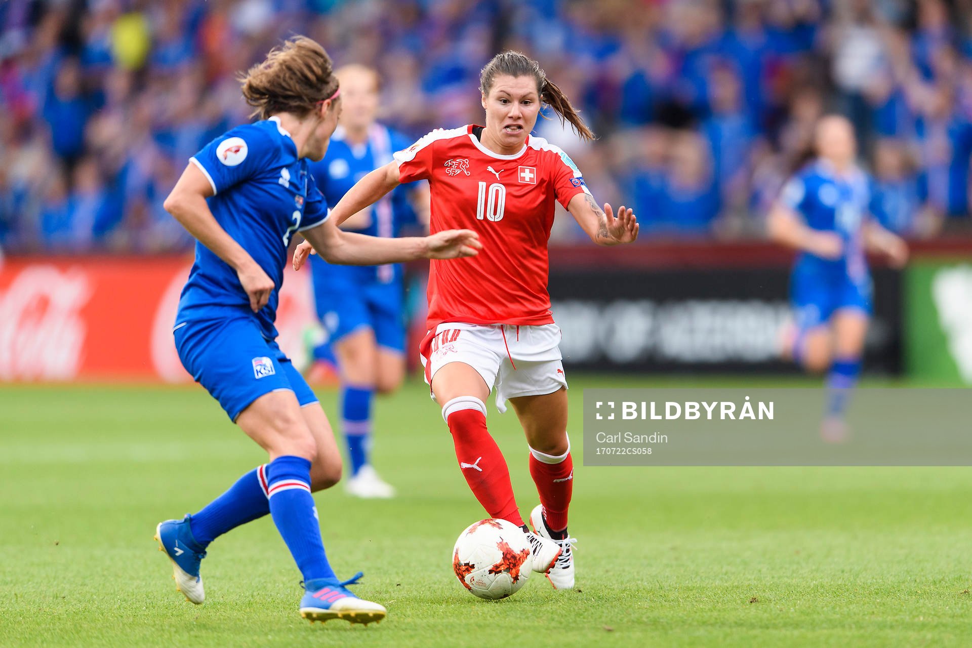 Schweiz Ramona Bachmann i matchen mellan Island och Schweiz under dag 7 av fotbolls-EM den 22 juli 2017 i Doetinchem.