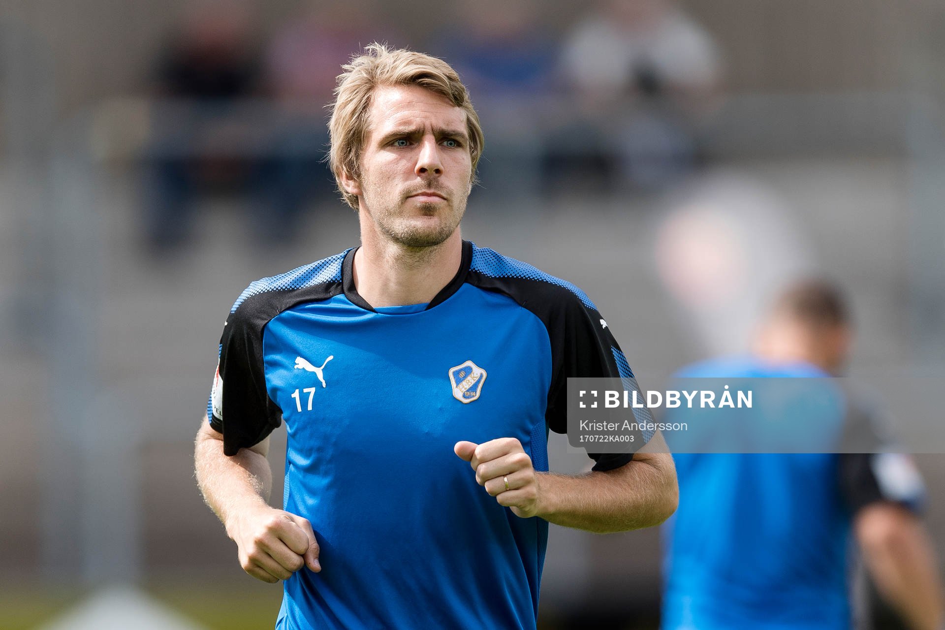 Halmstads Johan Oremo före fotbollsmatchen i Allsvenskan