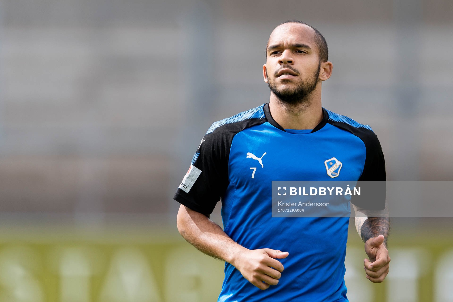 Halmstads Nikolai Alho före fotbollsmatchen i Allsvenskan