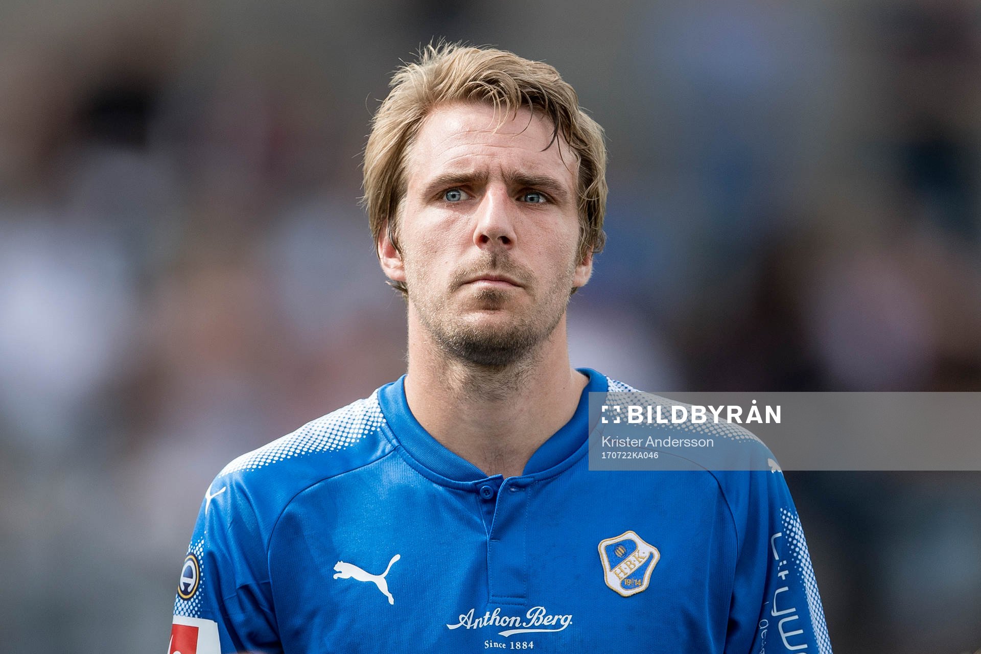 Halmstads Johan Oremo före fotbollsmatchen i Allsvenskan