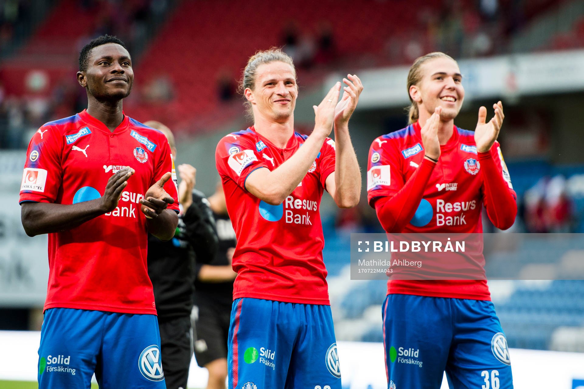 Helsingborgs Monday Samuel (v), Jesper Lange och Charlie