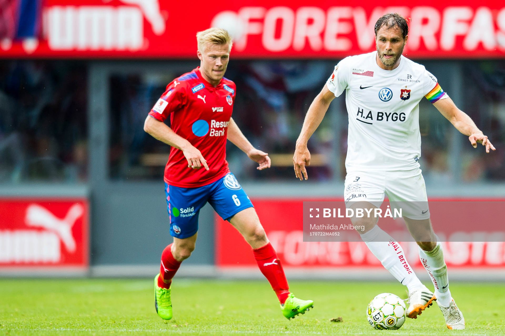 Helsingborgs Andreas Landgren och Örgrytes Johan Elmander