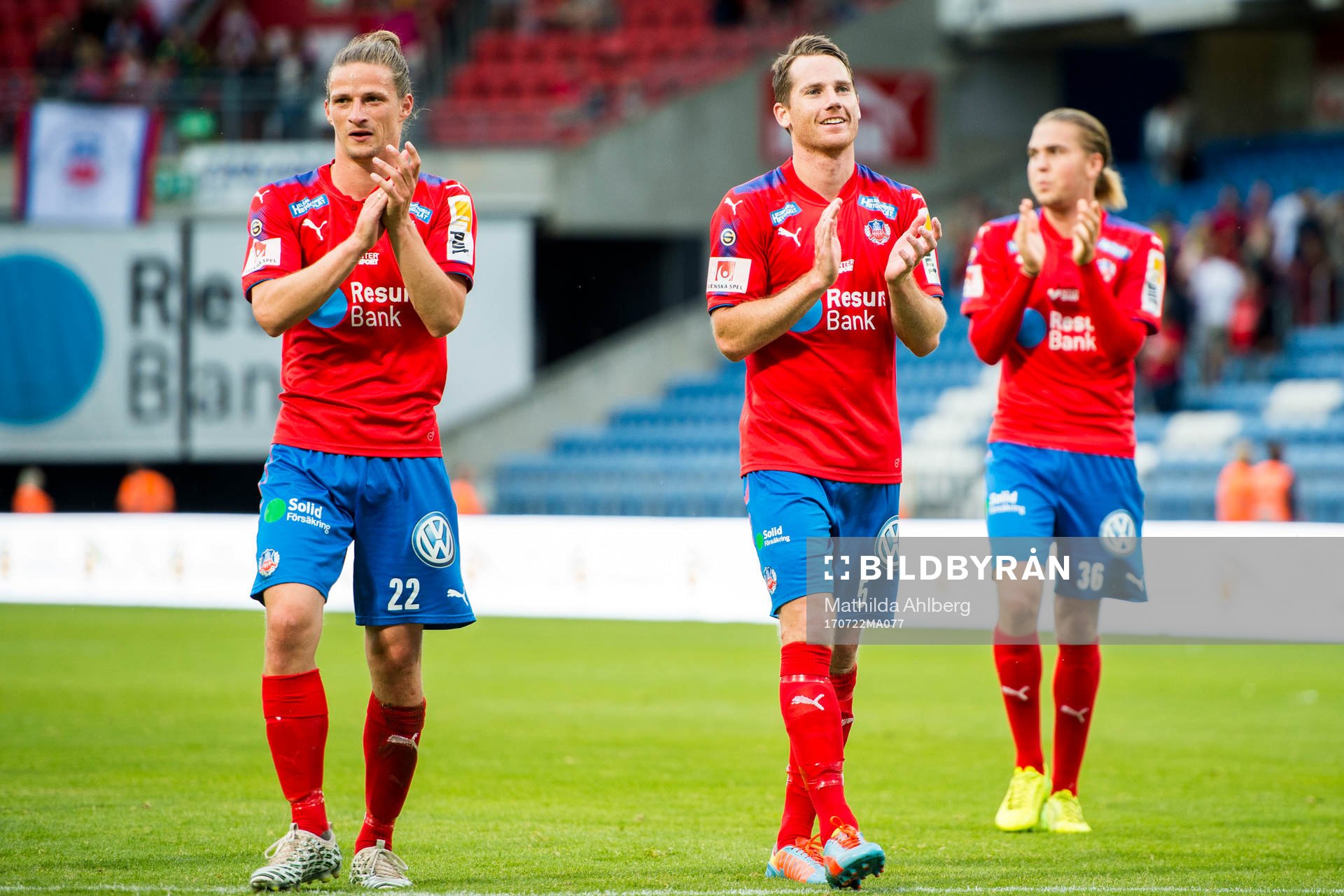 Helsingborgs Jesper Lange (v), Johan Persson och Charlie