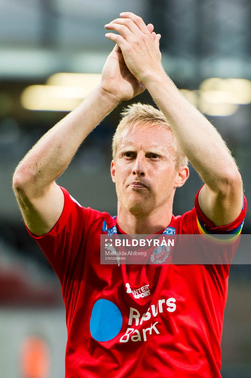 Helsingborgs Peter Larsson efter en fotbollsmatch i Superettan mellan Helsingborg och Örgryte IS  den 22 juli 2017 i Helsingborg.