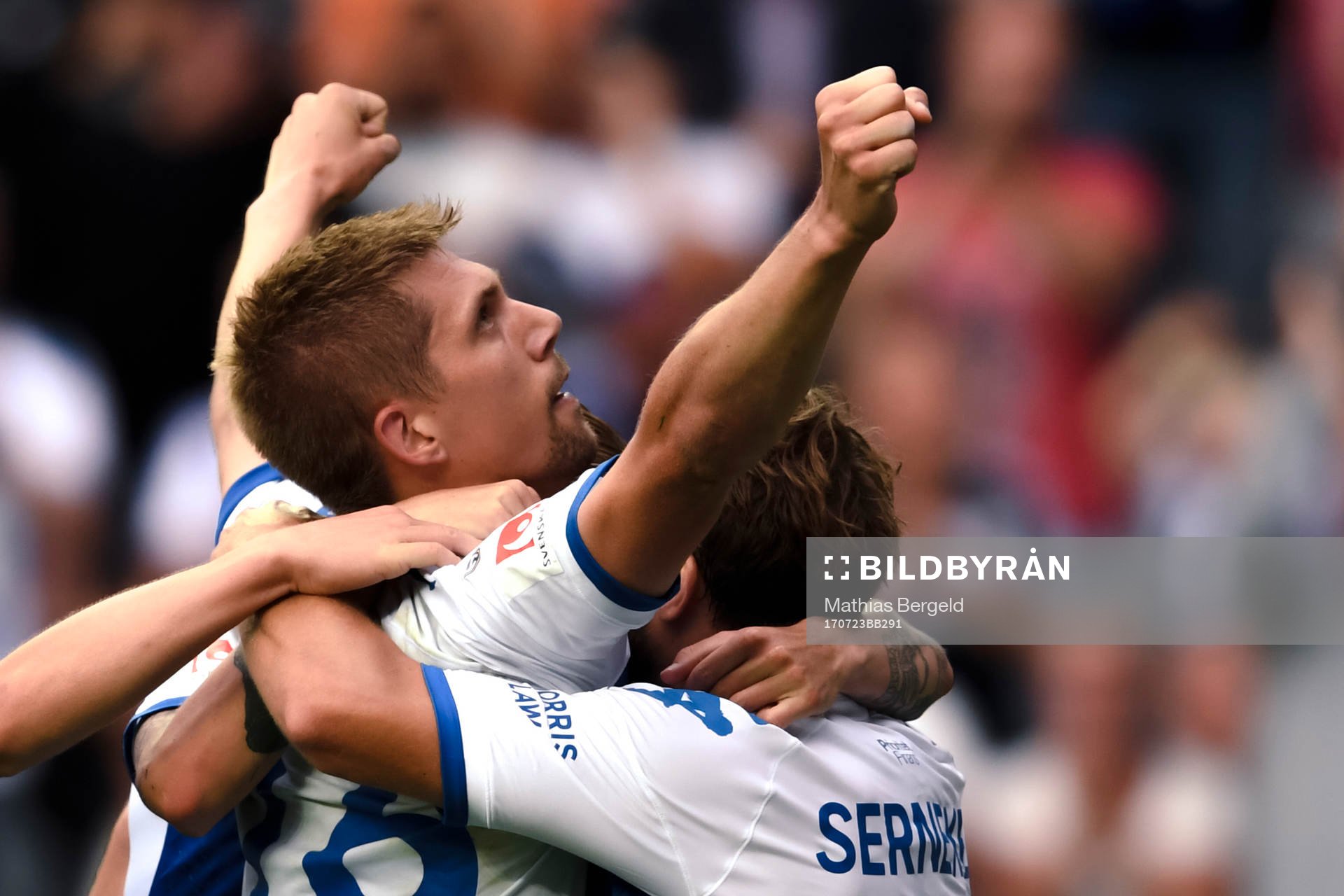 IFK Göteborgs Mikael Boman jublar efter 2-0 under fotbollsmatchen i Allsvenskan mellan IFK Göteborg och Örebro den 23 juli 2017 i Göteborg.
