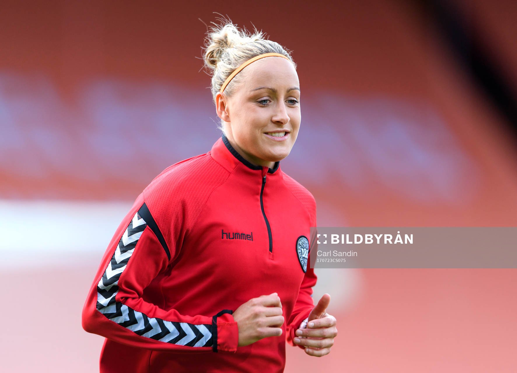 Sanne Troelsgaard på en träning med det danska landslaget