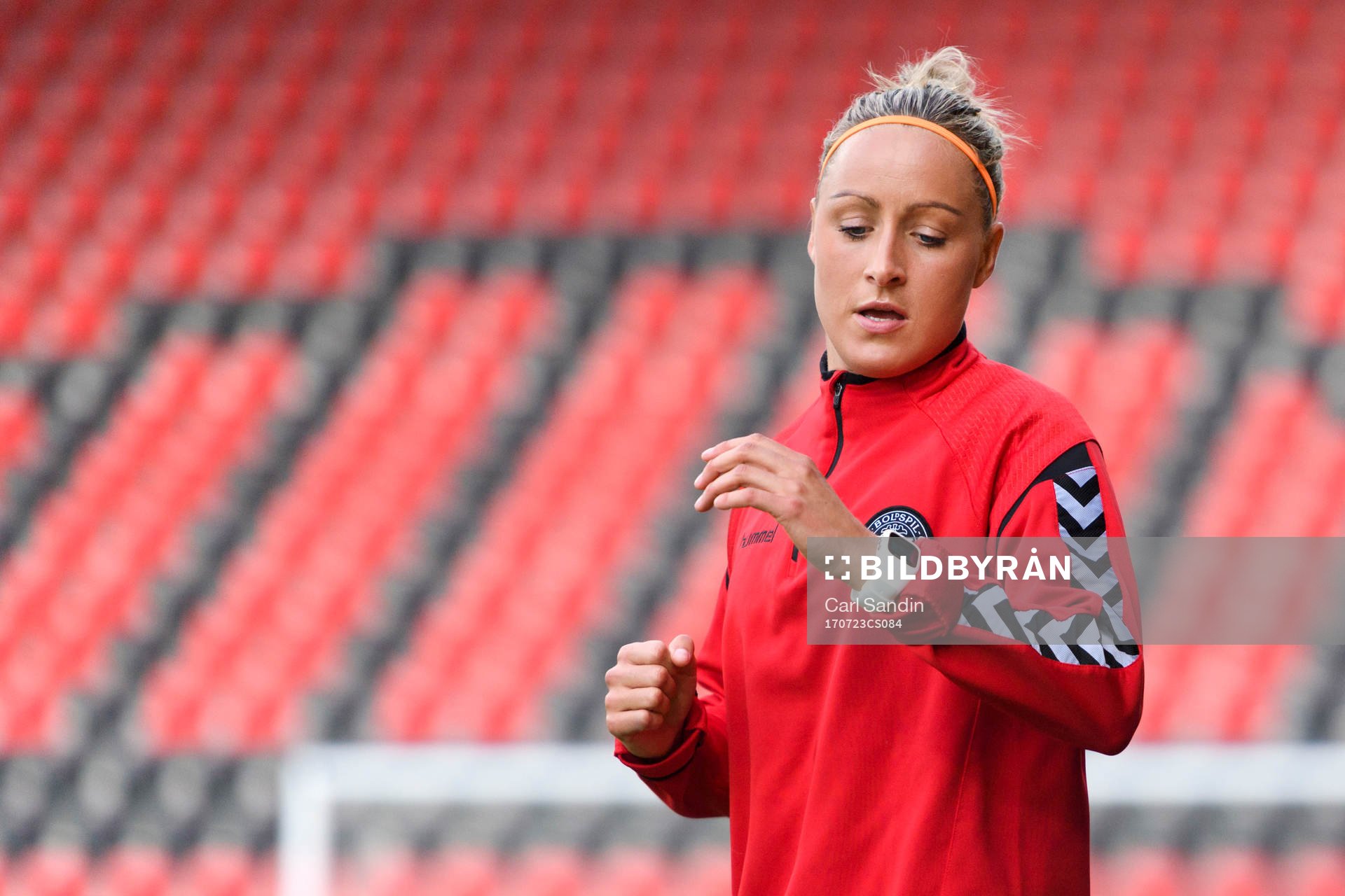 Sanne Troelsgaard på en träning med det danska landslaget