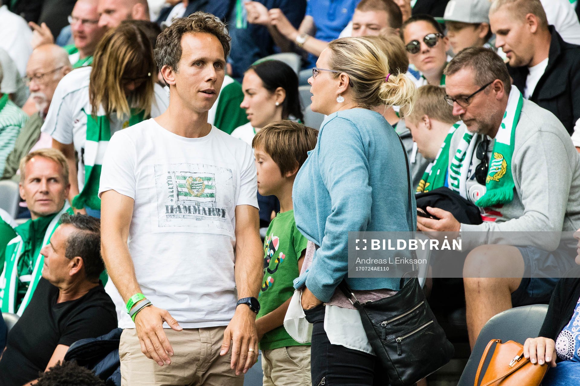 Petter Furuseth Olsen på läktaren under fotbollsmatchen i Allsvenskan mellan Hammarby och Elfsborg den 24 juli 2017 i Stockholm. 
