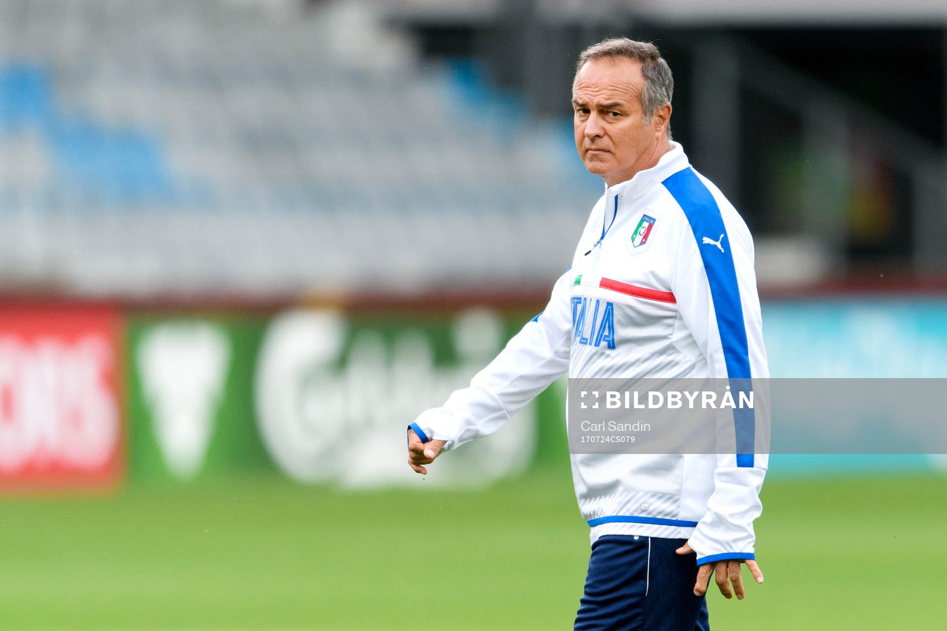 Förbundskapten Antonio Cabrini på en träning med det italienska landslaget under dag 9 av fotbolls-EM den 24 juli 2017 i Doetinchem.