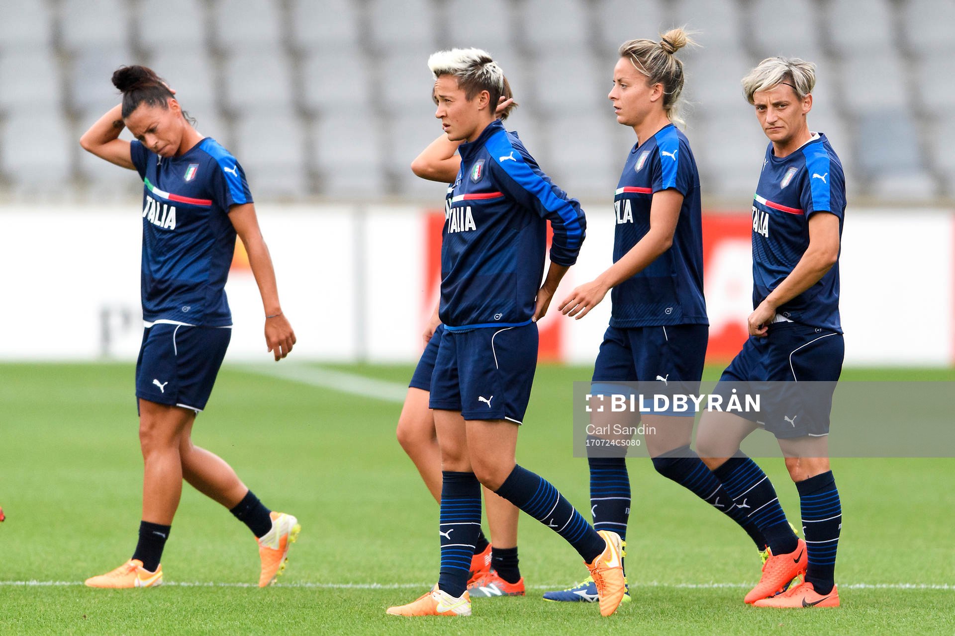 Melania Gabbiadini (th) på en träning med det italienska landslaget under dag 9 av fotbolls-EM den 24 juli 2017 i Doetinchem.