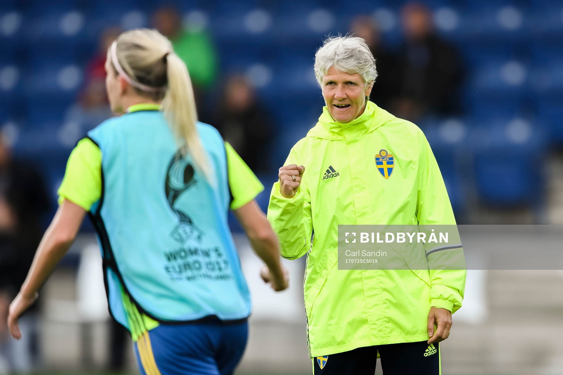 Sveriges förbundskapten Pia Sundhage före matchen mellan