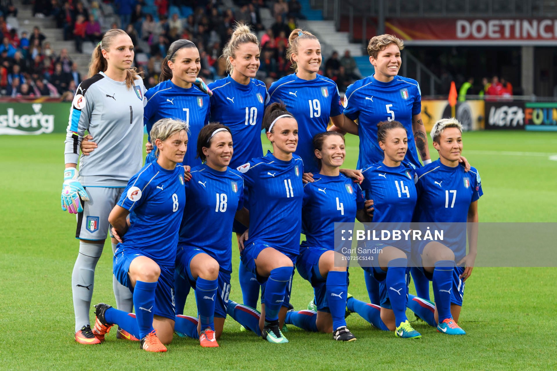 Italiens startelva i matchen mellan Sverige och Italien
