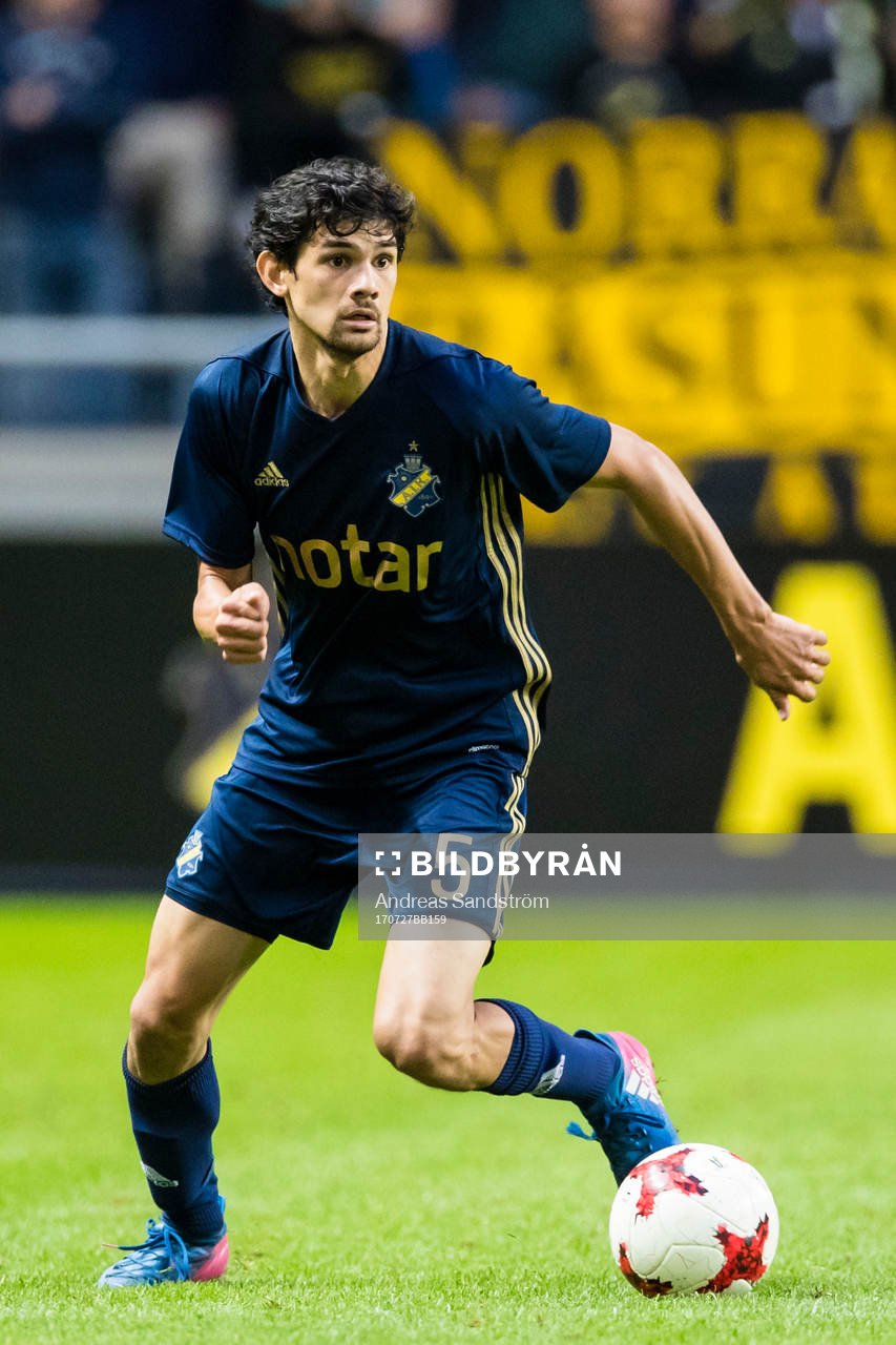 AIK:s Jesper Nyholm under fotbollsmatchen i kvalet till Europa League mellan AIK och SC Braga den 27 Juli 2017 i Stockholm. 