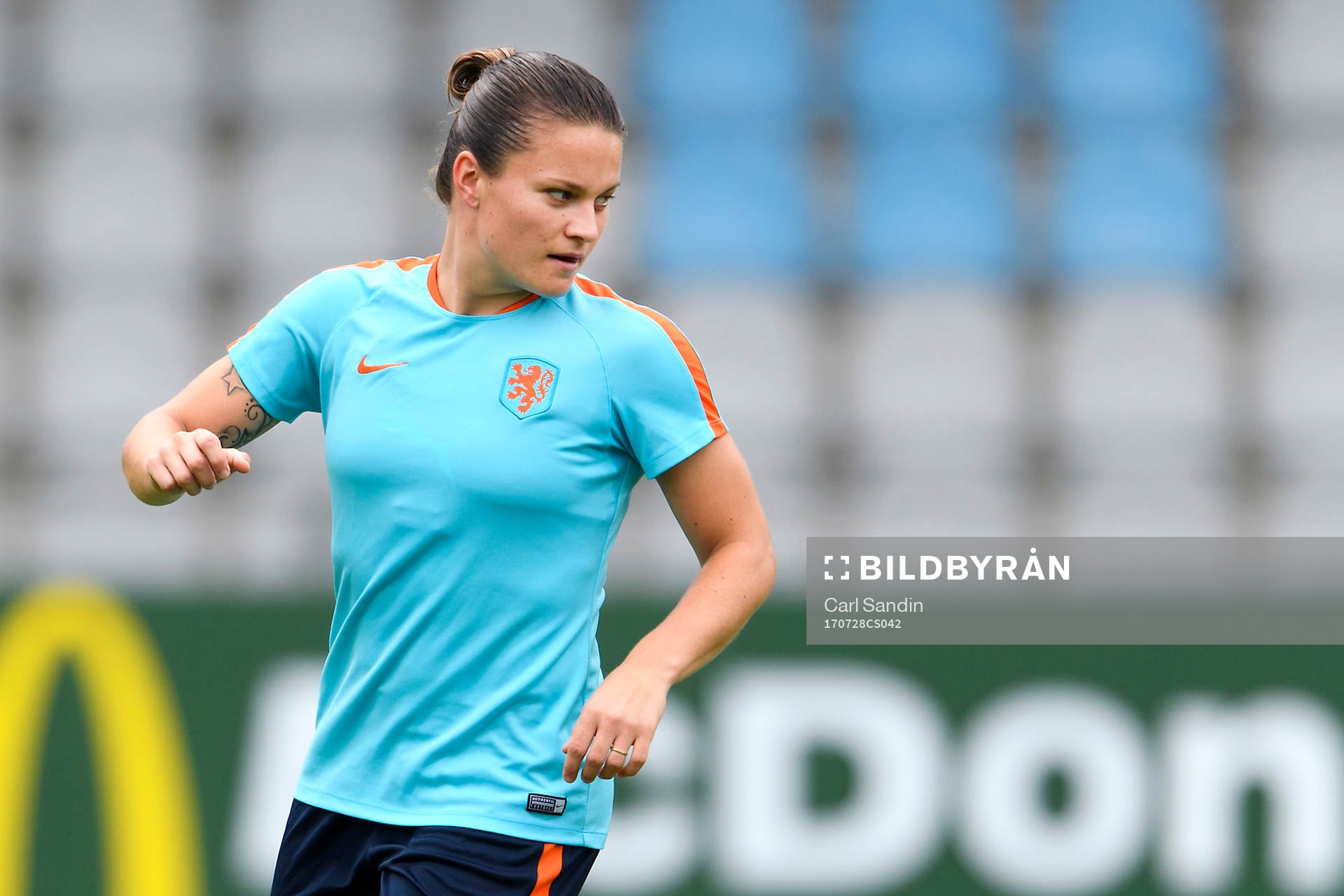 Sherida Spitse på en träning med det holländska landslaget under dag 13 av fotbolls-EM den 28 juli 2017 i Doetinchem.