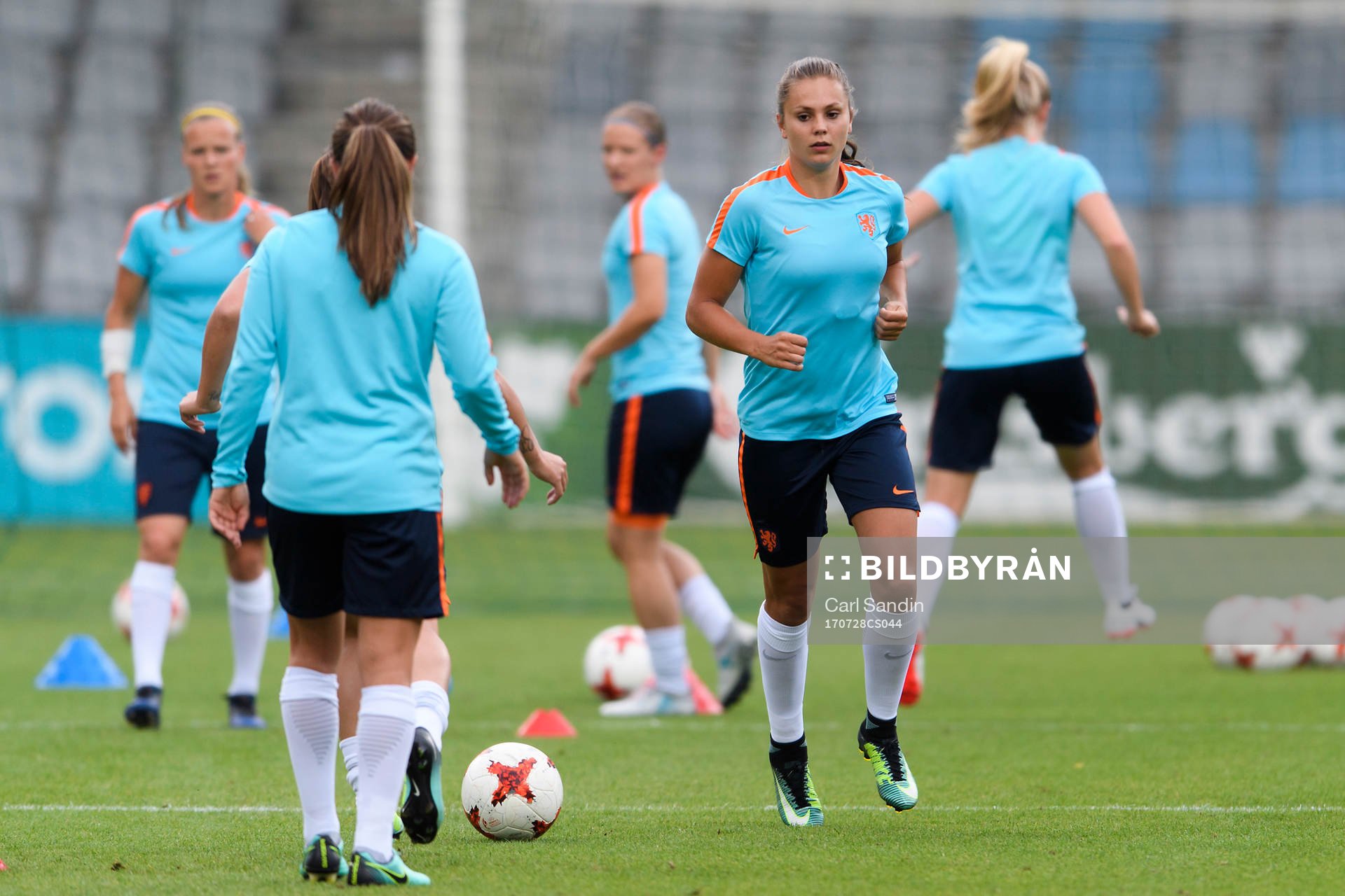 Lieke Martens på en träning med det holländska landslaget under dag 13 av fotbolls-EM den 28 juli 2017 i Doetinchem.