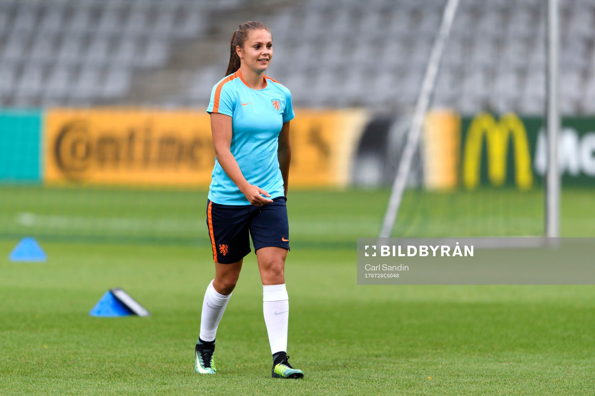 Lieke Martens på en träning med det holländska landslaget under dag 13 av fotbolls-EM den 28 juli 2017 i Doetinchem.