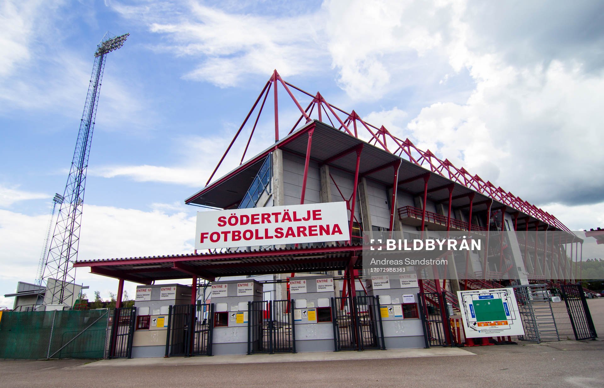 Vy över Södertälje Fotbollsarena