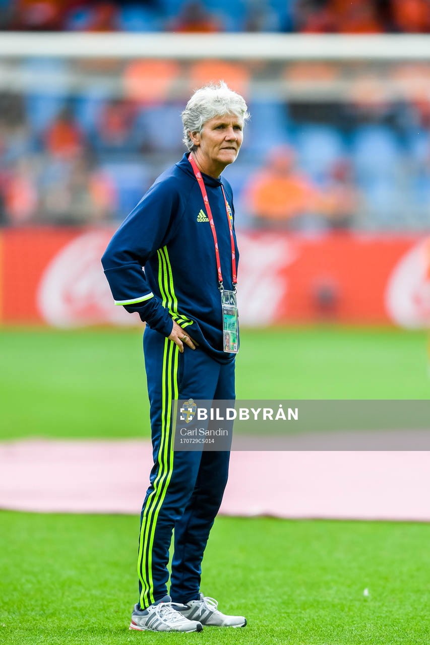 Sveriges förbundskapten Pia Sundhage före  kvartsfinalen