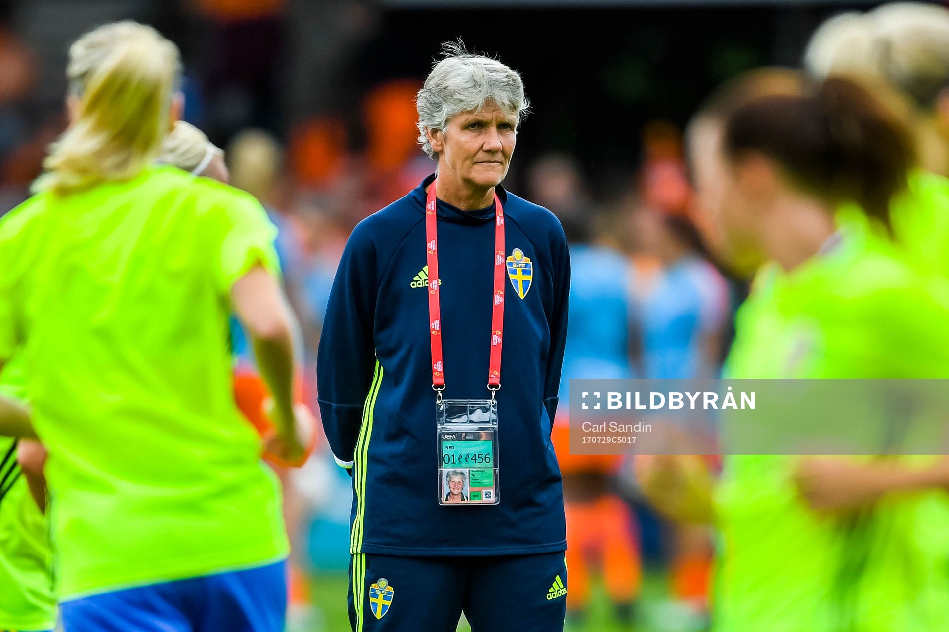 Sveriges förbundskapten Pia Sundhage före  kvartsfinalen