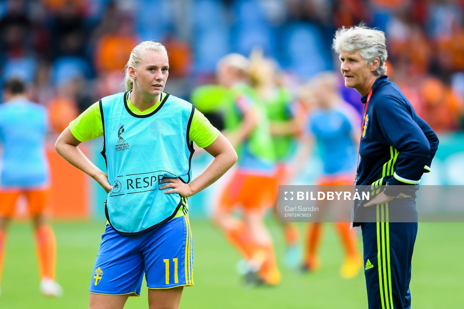 Sveriges förbundskapten Pia Sundhage och Stina