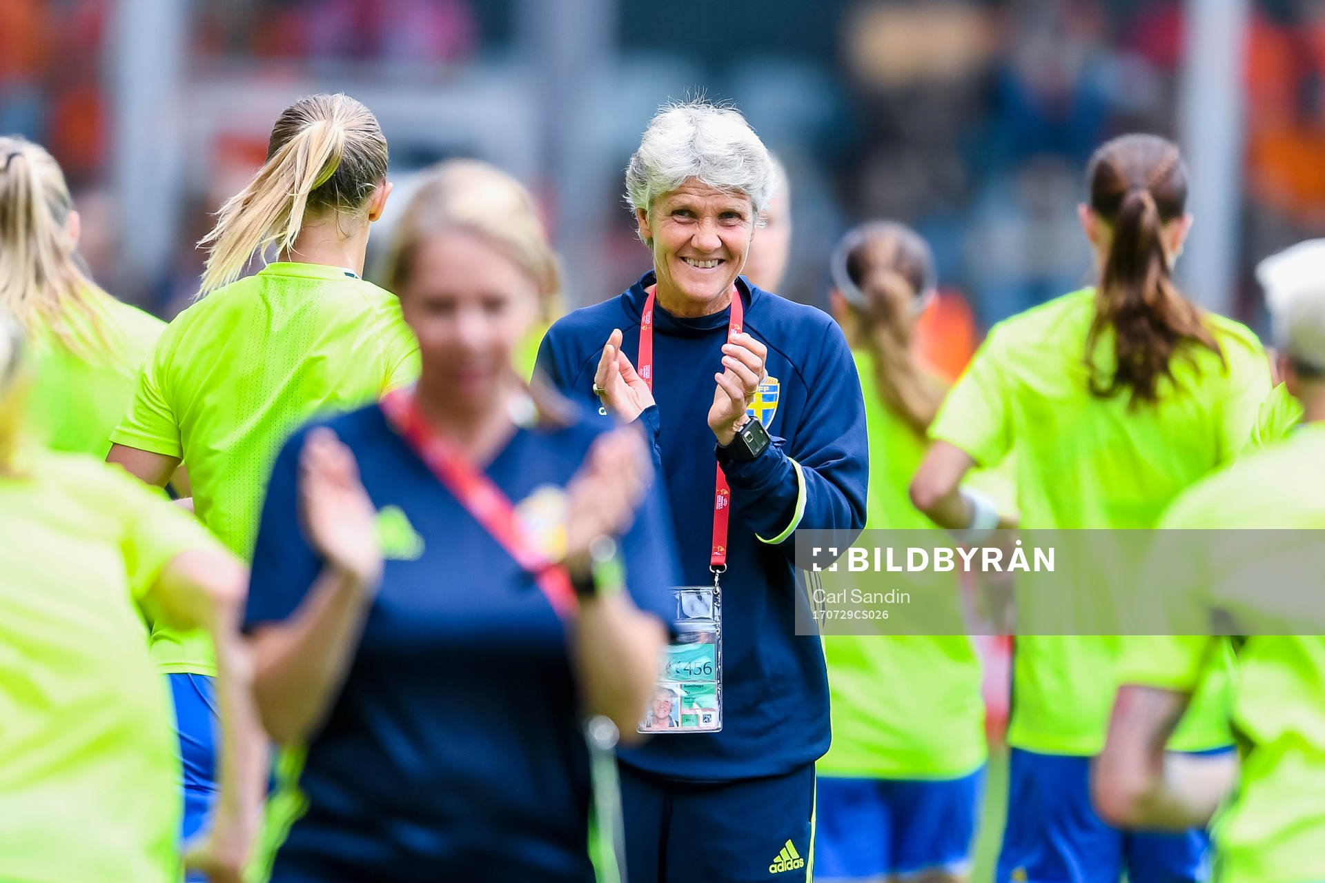 Sveriges förbundskapten Pia Sundhage före kvartsfinalen