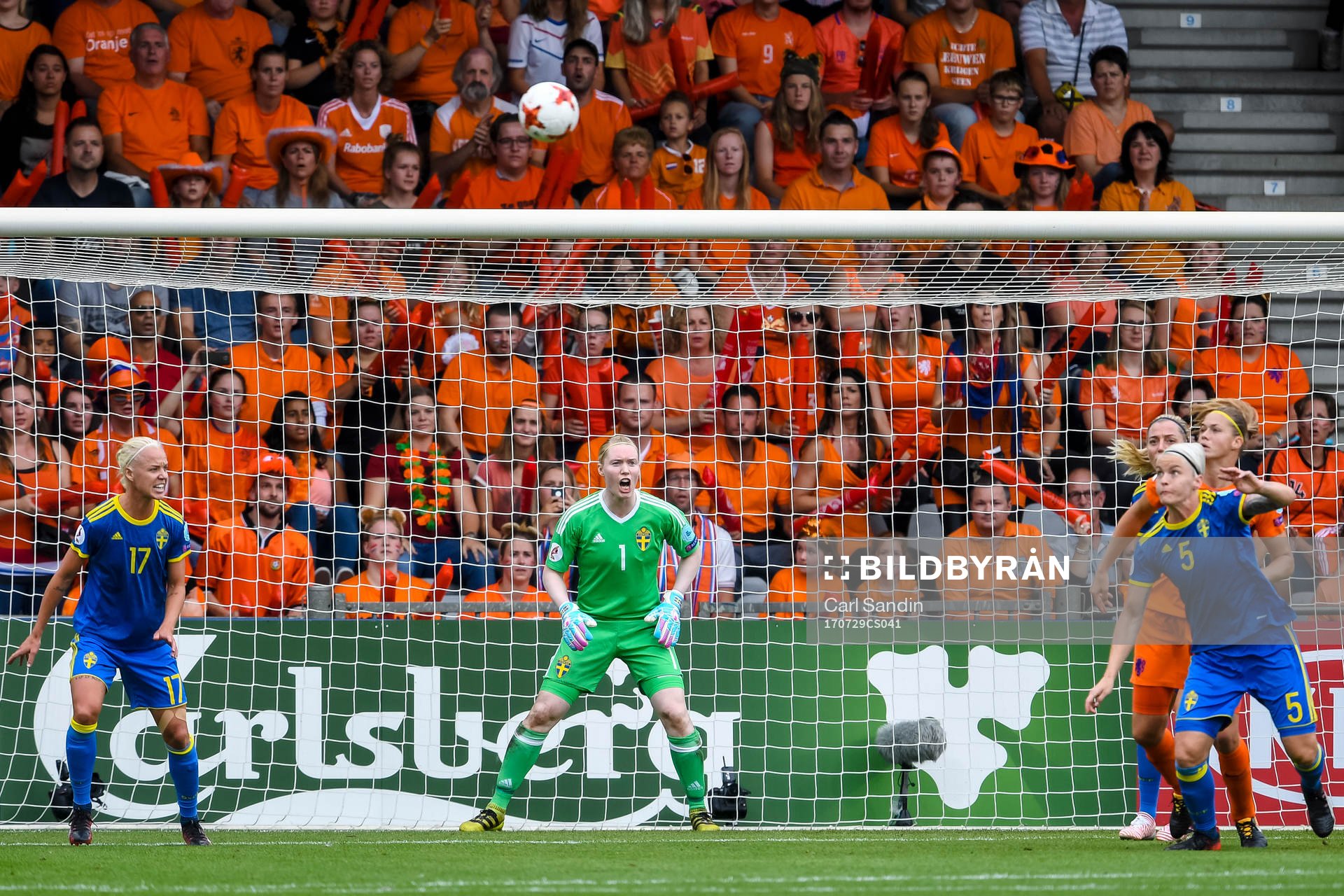 Sveriges målvakt Hedvig Lindahl i kvartsfinalen mellan Holland och Sverige under dag 14 av fotbolls-EM den 29 juli 2017 i Doetinchem.