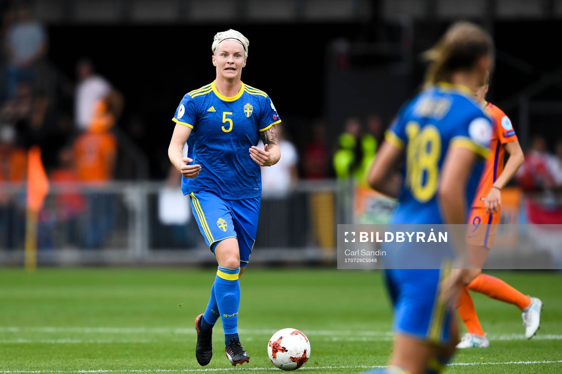 Sveriges Nilla Fischer i kvartsfinalen mellan Holland och Sverige under dag 14 av fotbolls-EM den 29 juli 2017 i Doetinchem.