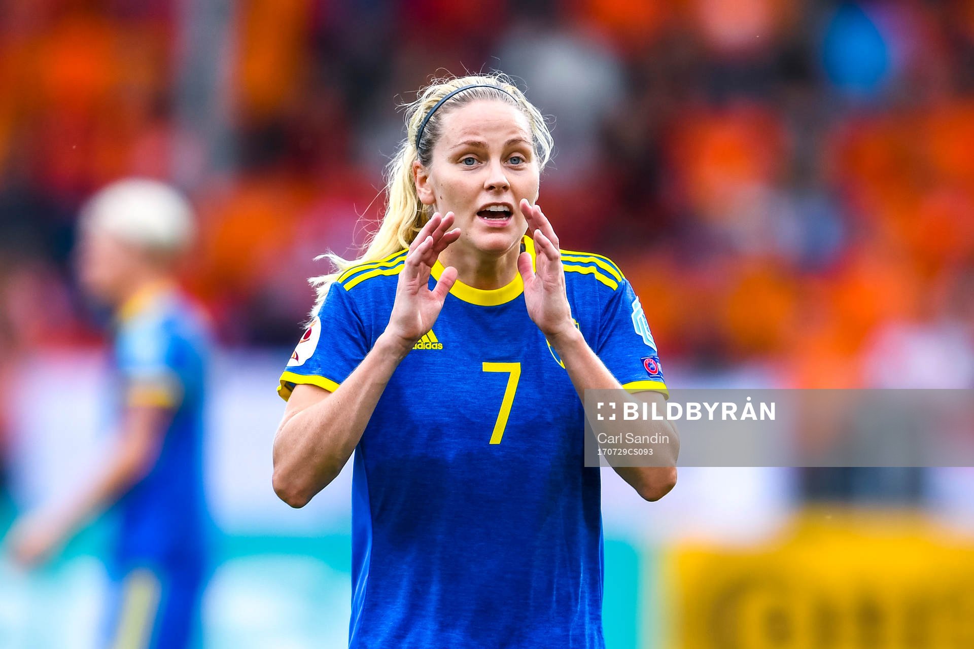 Sveriges Lisa Dahlkvist  i kvartsfinalen mellan Holland och