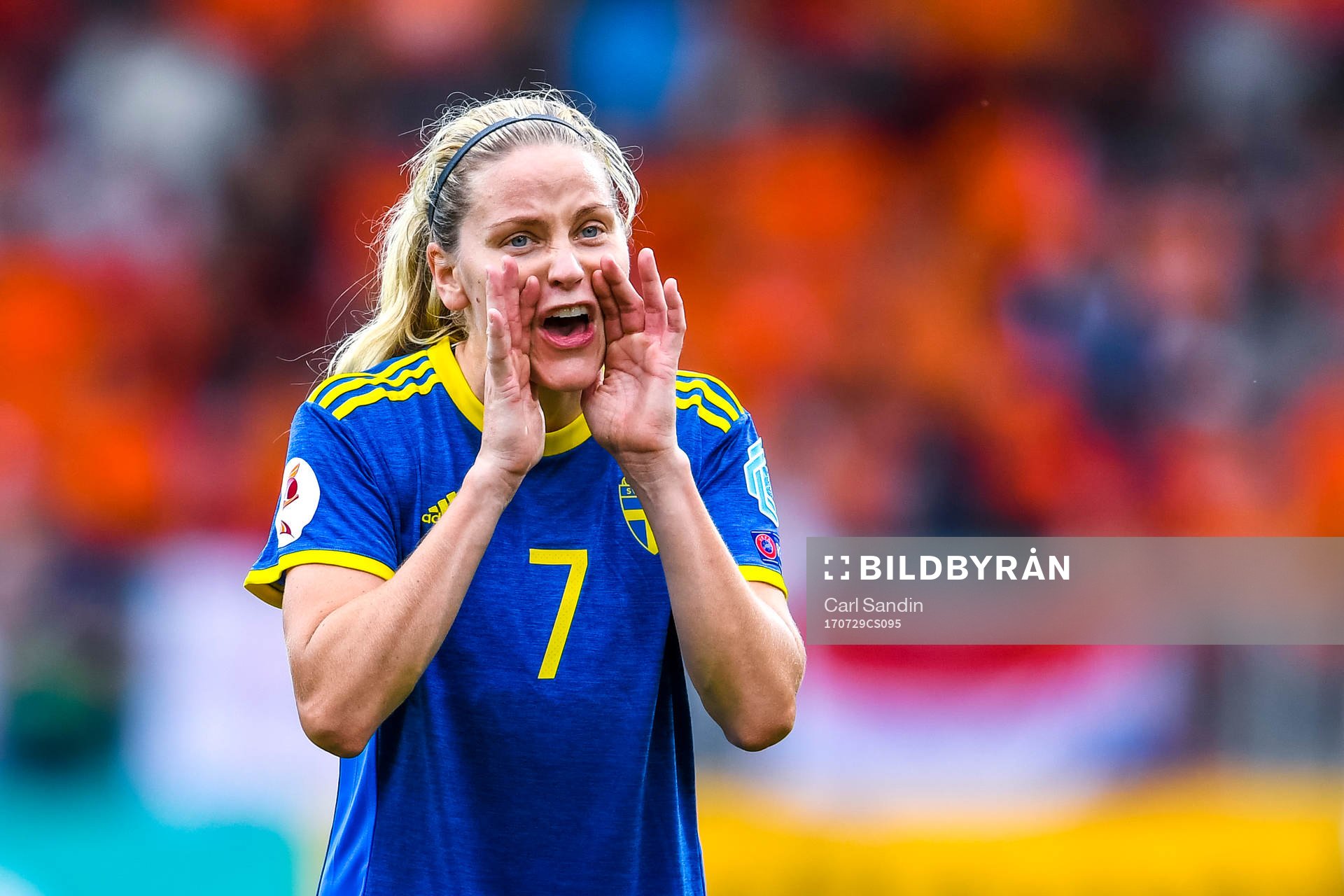 Sveriges Lisa Dahlkvist  i kvartsfinalen mellan Holland och