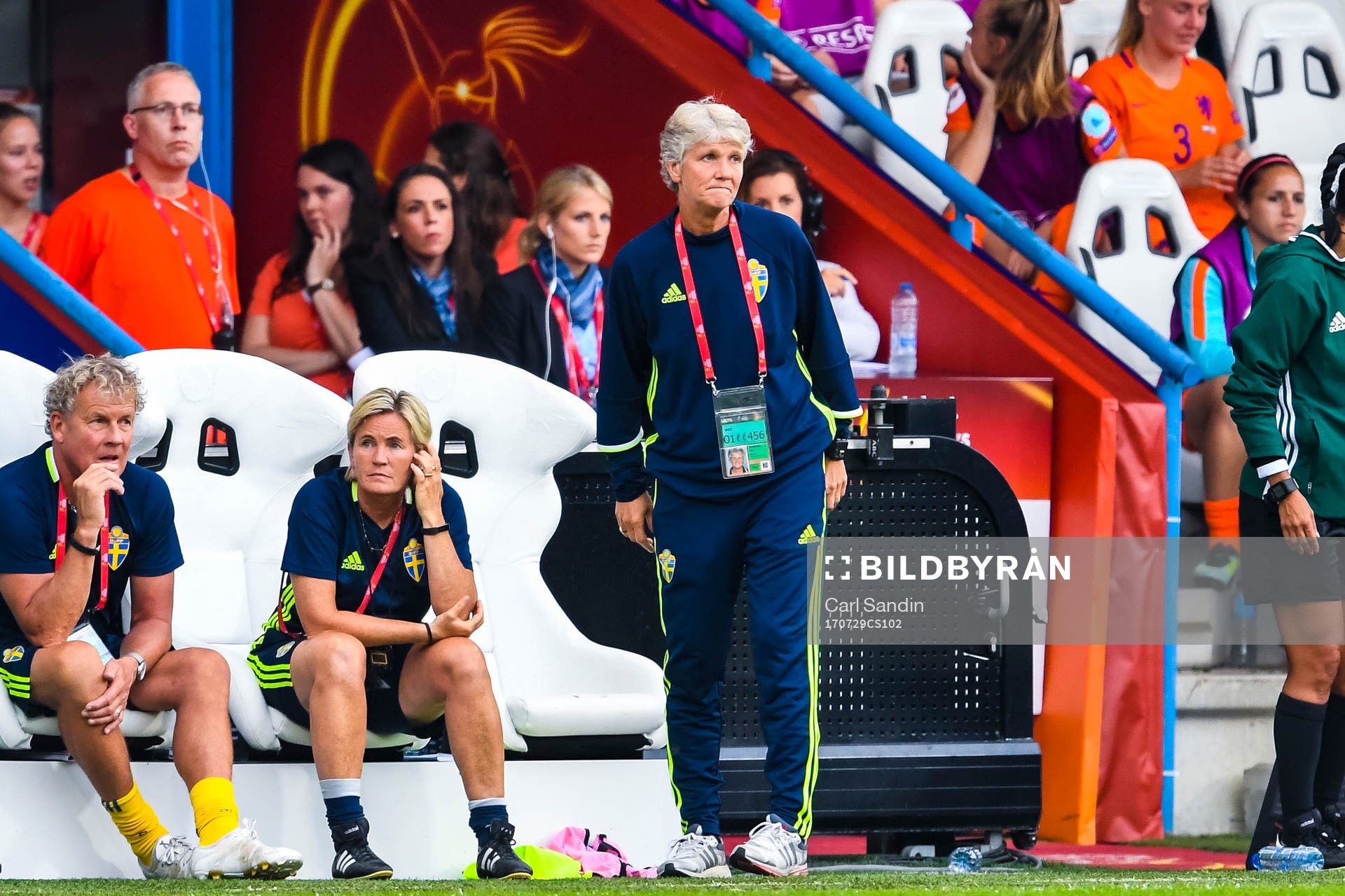 Sveriges förbundskapten Pia Sundhage i kvartsfinalen