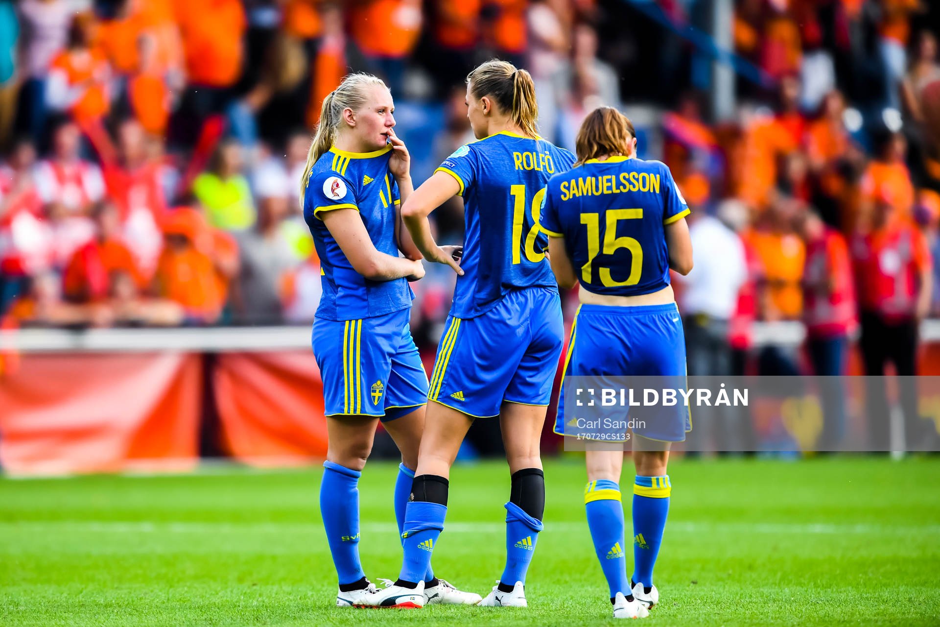 Sveriges  Stina Blackstenius, Fridolina Rolfö och Jessica