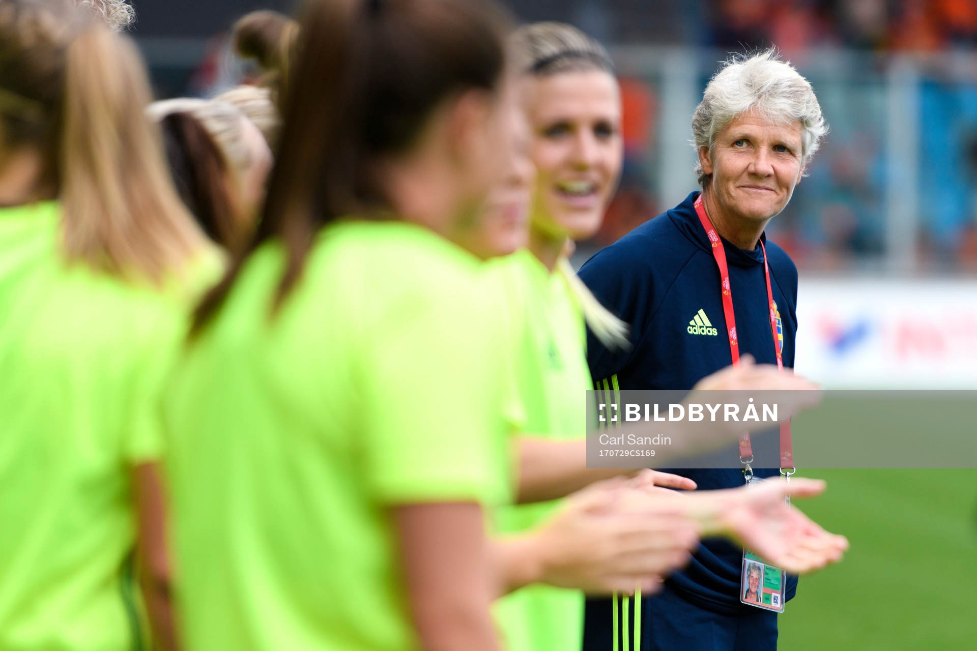 Sveriges förbundskapten Pia Sundhage i kvartsfinalen