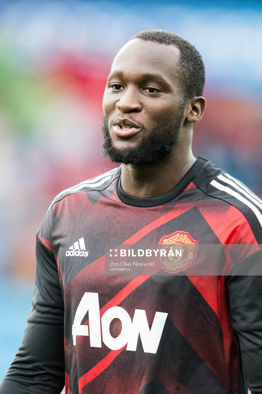Manchester Uniteds Romelu Lukaku inför träningsmatchen i fotboll mellan Vålerengen och Manchester United den 30 juli 2017 i Oslo.