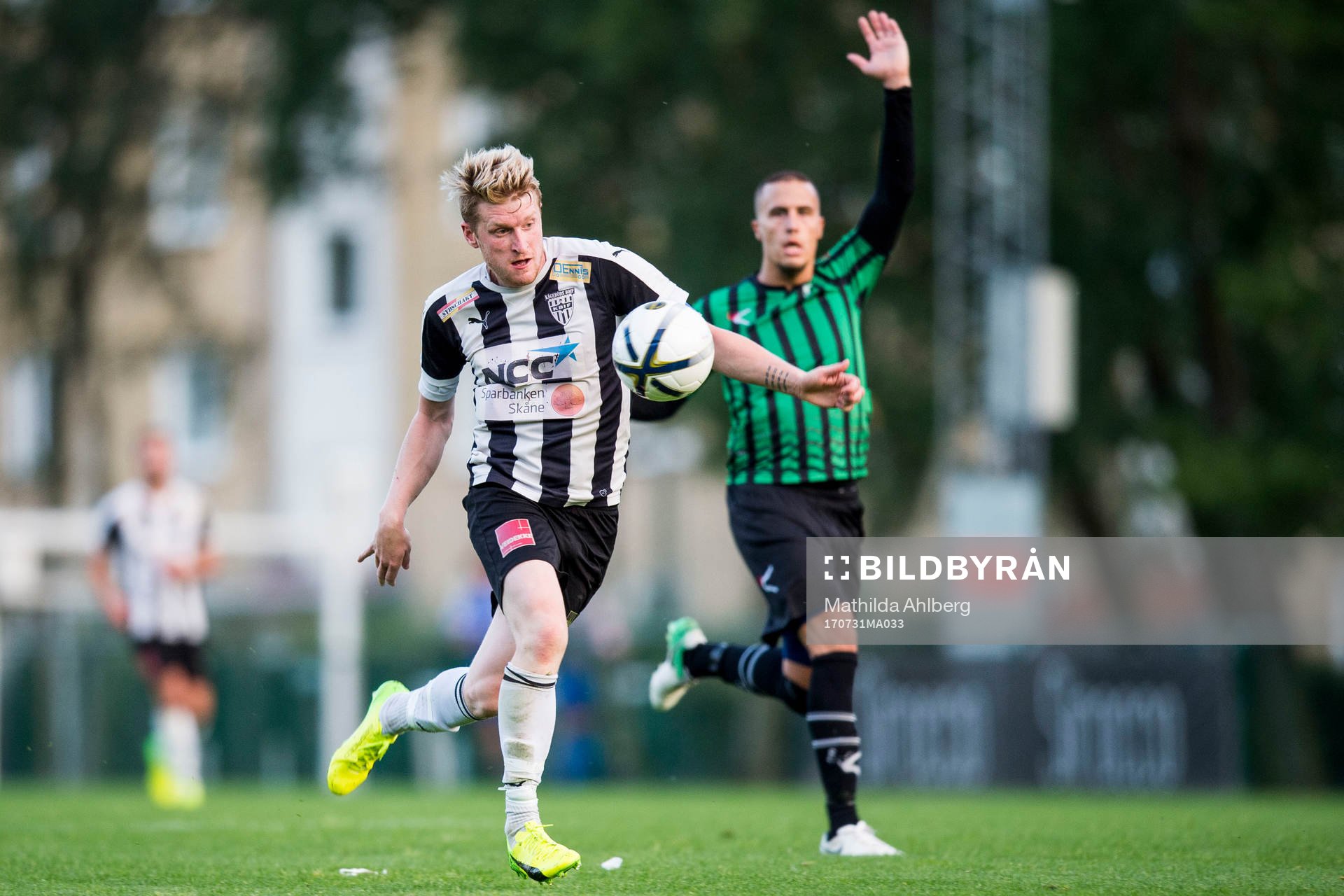 Kågeröds Alexander Bengtsson under en fotbollsmatch mellan Högaborg och Kågeröd i Division 3 Sydvästra Götaland den 31 juli 2017 i Helsingborg.